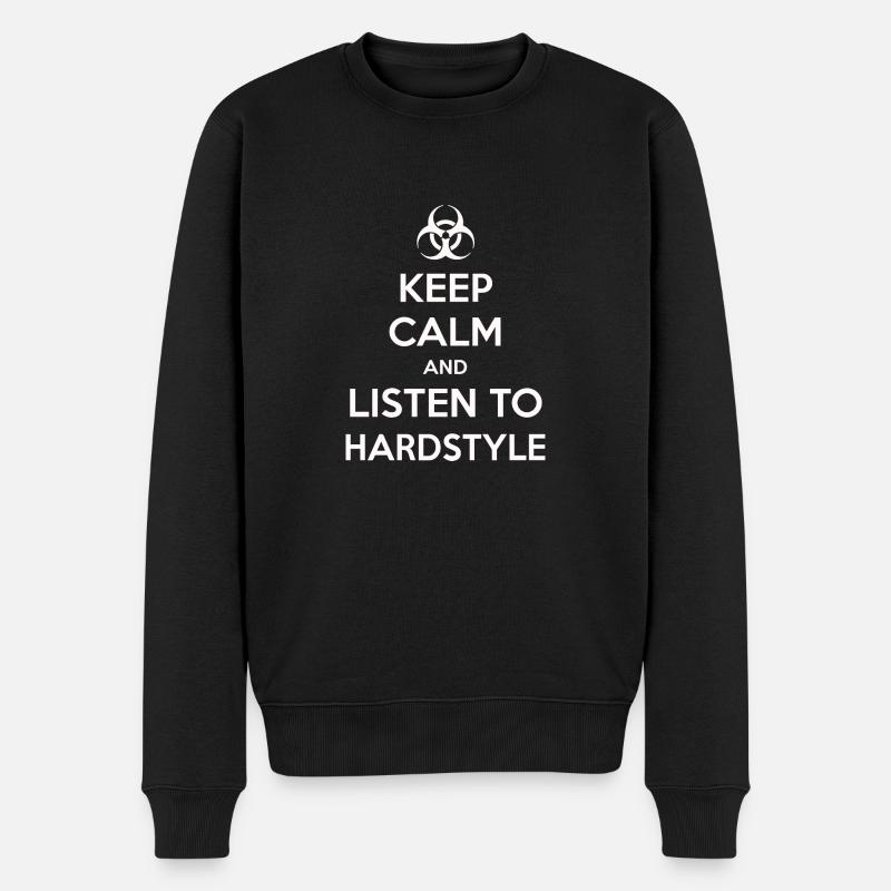 Ruhe bewahren und Hardstyle hören - Männer Premium Bio Pullover - Schwarz