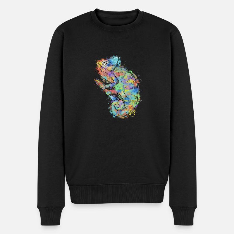 Chamäleon Chameleon Buntes Reptil - Männer Premium Bio Pullover - Schwarz