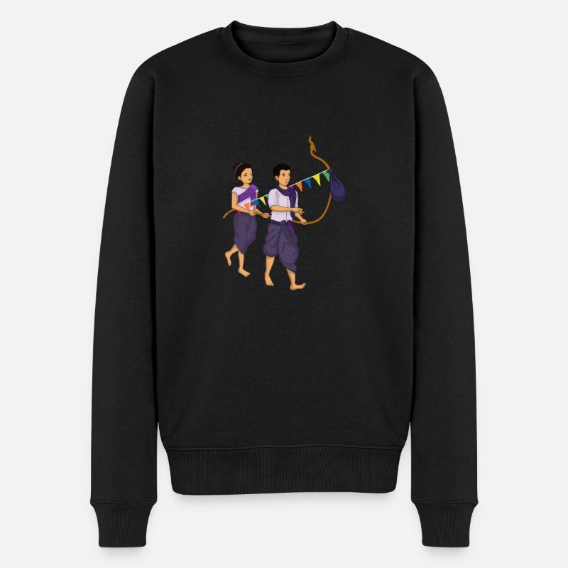 Traditionelles Khmer Neujahr Kambodscha - Männer Premium Bio Pullover - Schwarz