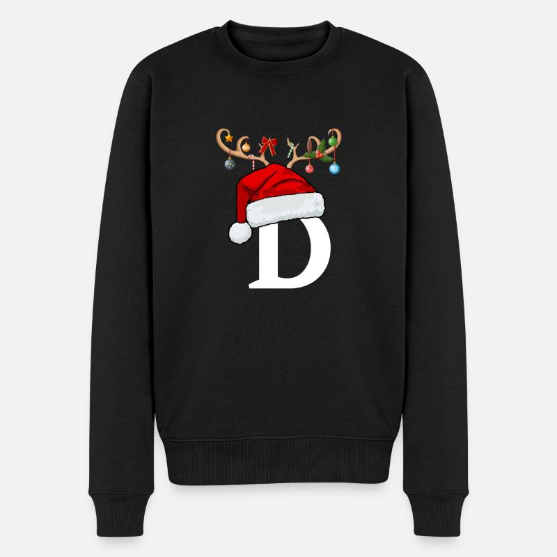 Brief D Weihnachtsmütze - Männer Premium Bio Pullover - Schwarz
