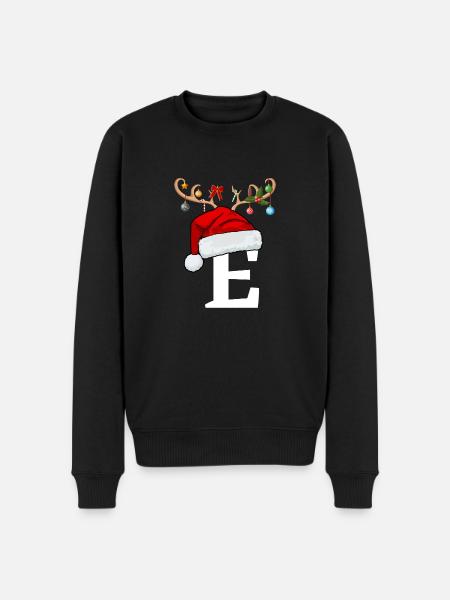 Letter E Christmas hat - Men's Premium Organic Jumper - black