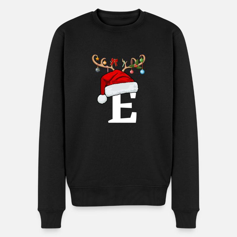 Lettre E bonnet de Noël - Pull Premium bio Homme - noir