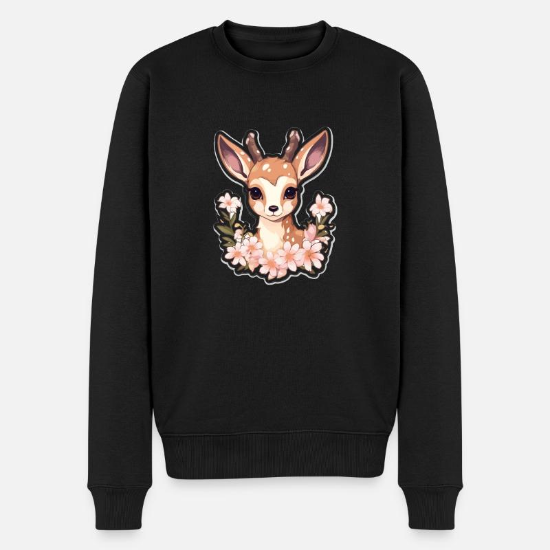 Reh - Männer Premium Bio Pullover - Schwarz