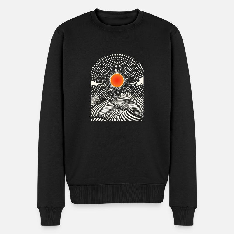 Psychedelischer Sonnenuntergang - Männer Premium Bio Pullover - Schwarz