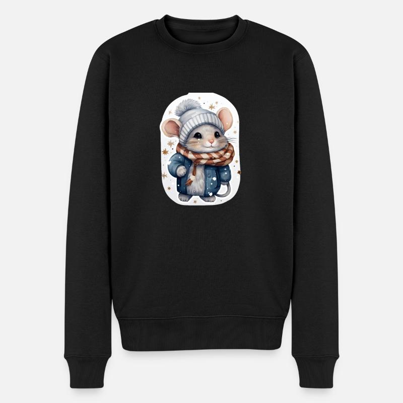 Süße Wintermaus - Männer Premium Bio Pullover - Schwarz