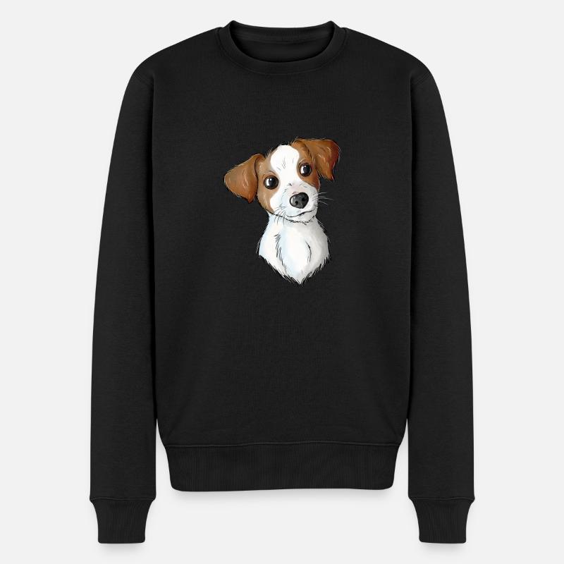 Jack Russell Pattern 2 2 - Männer Premium Bio Pullover - Schwarz