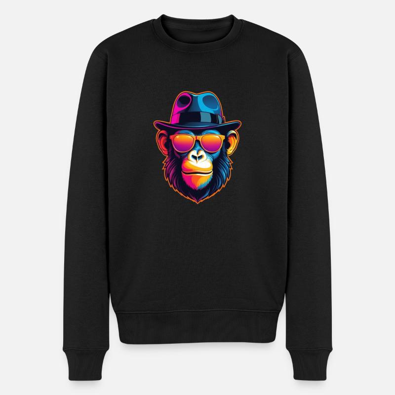 Neon-Affe - Männer Premium Bio Pullover - Schwarz