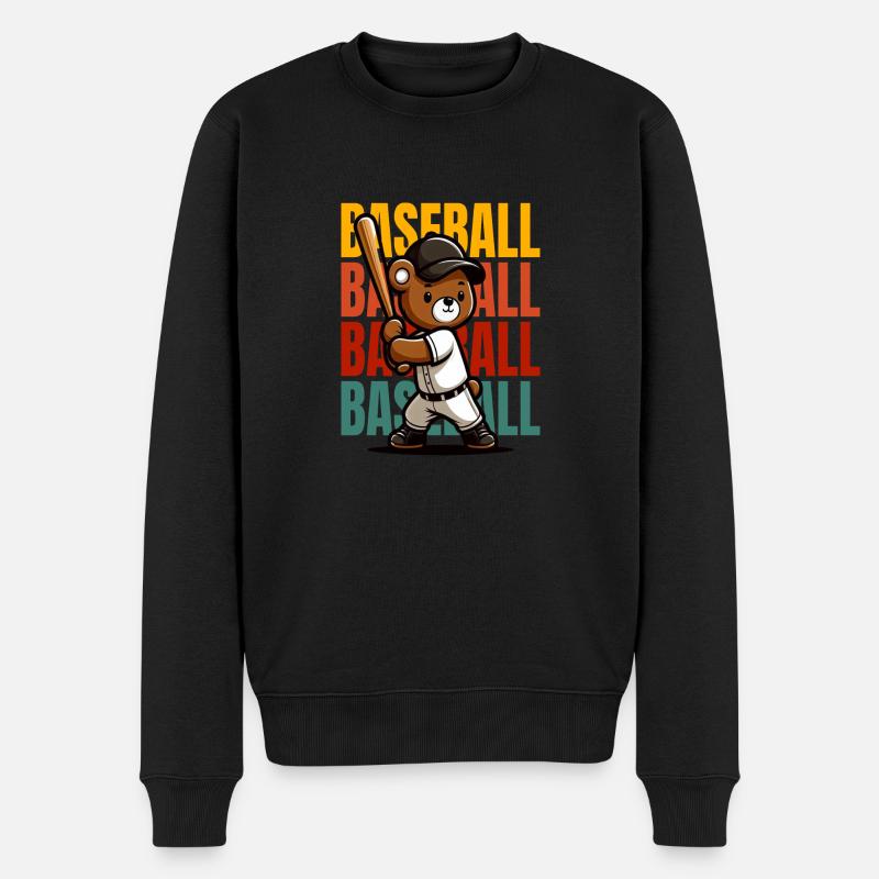 Niedlicher Baseball-Bär - Männer Premium Bio Pullover - Schwarz