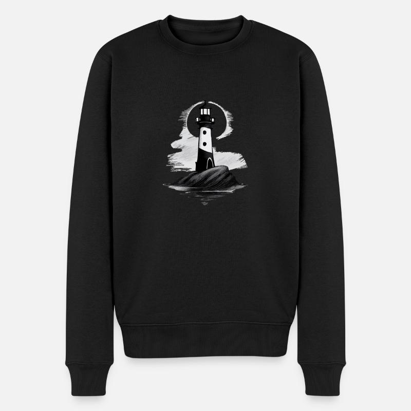 Leuchtturm - Motiv - Männer Premium Bio Pullover - Schwarz