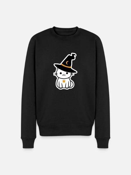 Chat sorcière d'halloween - Pull Premium bio Homme - noir