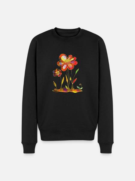 Blumen - Männer Premium Bio Pullover - Schwarz
