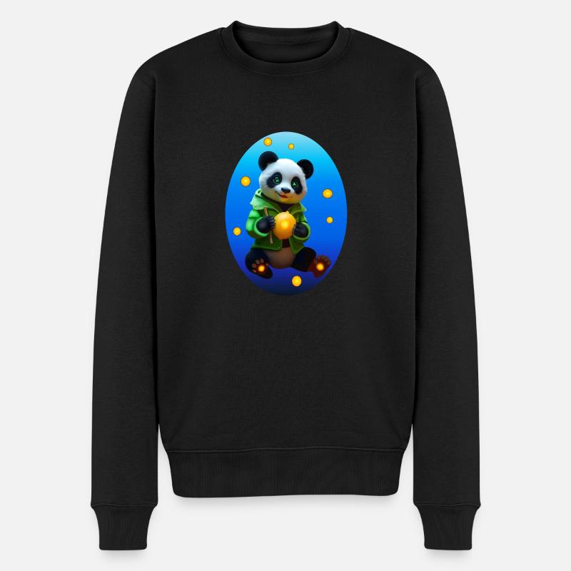 Cyber panda avec citron néon - Pull Premium bio Homme - noir