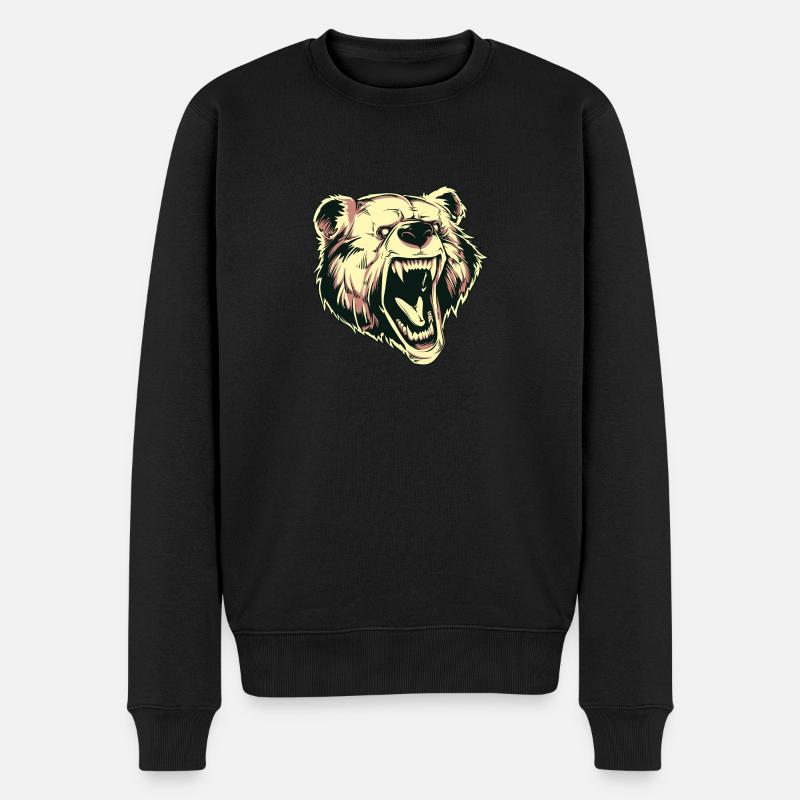 Bären T Shirt Design Wütender Bär - Männer Premium Bio Pullover - Schwarz