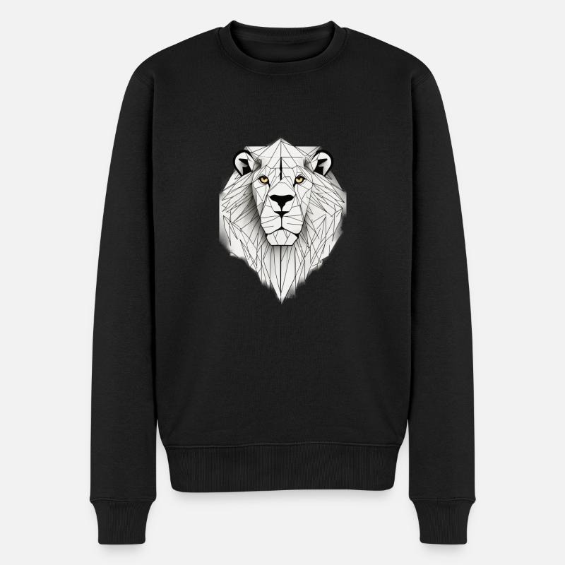 Geometrischer Löwe - Männer Premium Bio Pullover - Schwarz