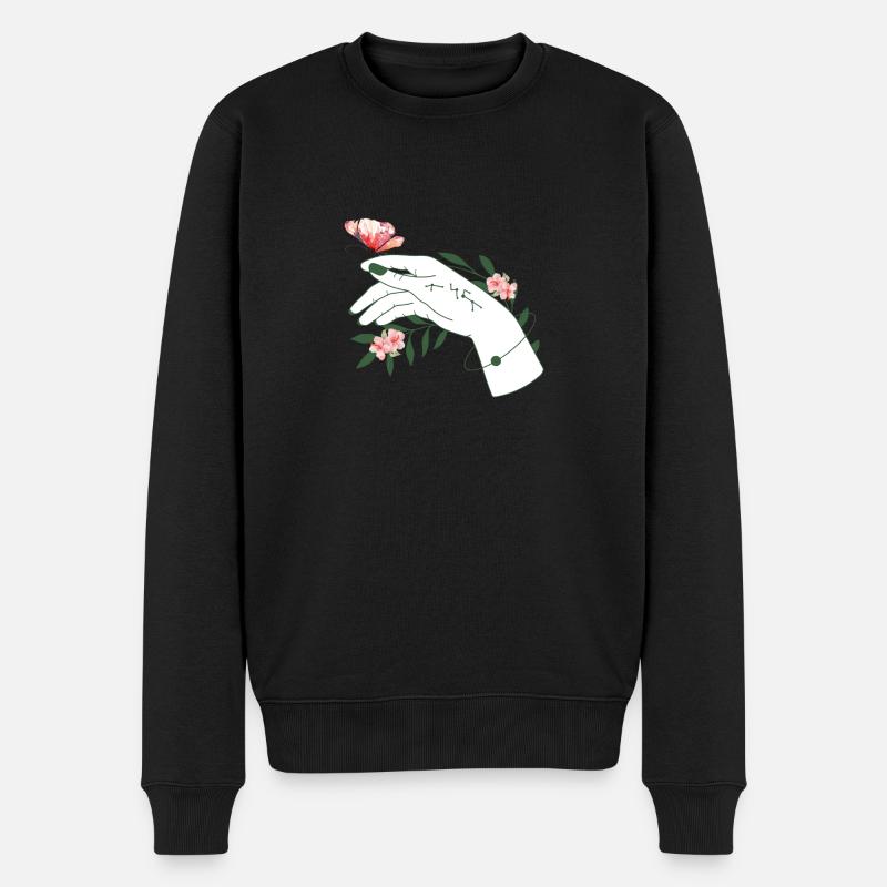Hand des Schmetterlings - Männer Premium Bio Pullover - Schwarz