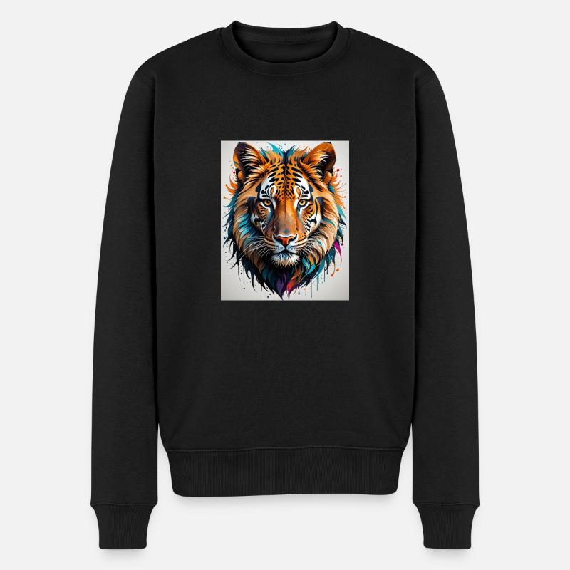 Lion - Männer Premium Bio Pullover - Schwarz