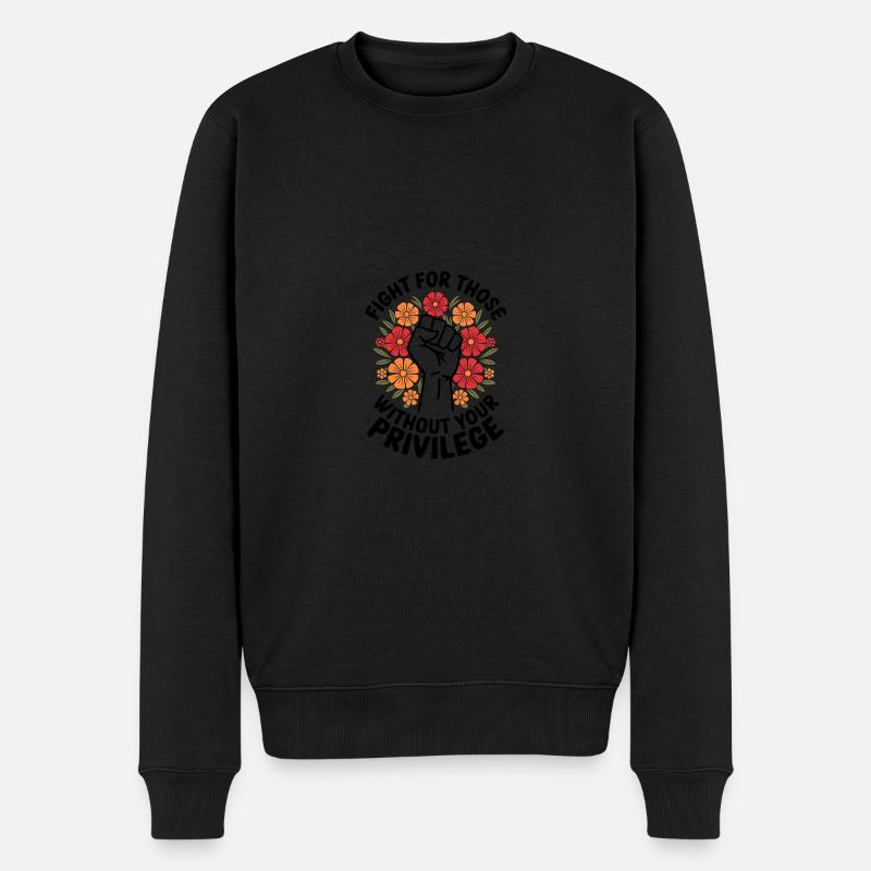 Lutte pour le poing des fleurs sans privilèges - Pull Premium bio Homme - noir