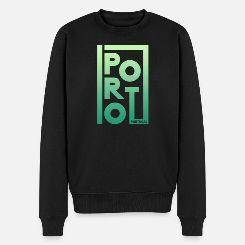 Porto Portugal Gradient Rahmen - Männer Premium Bio Pullover - Schwarz
