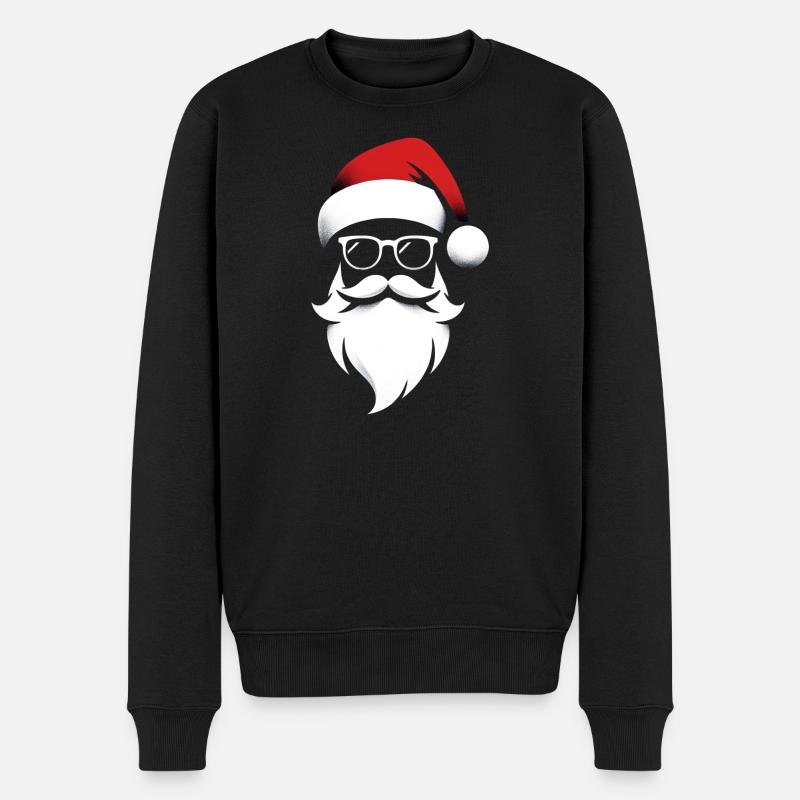 Weihnachtsmann Kopf Portrait Maske - Männer Premium Bio Pullover - Schwarz