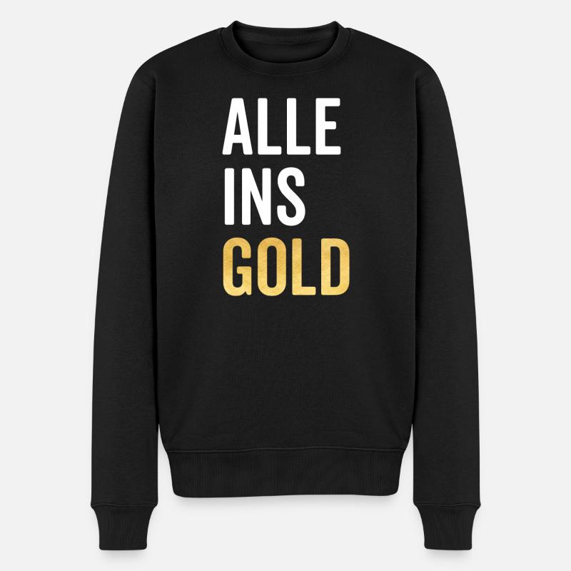 Alle ins Gold - Männer Premium Bio Pullover - Schwarz