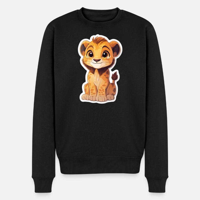 Löwe - Männer Premium Bio Pullover - Schwarz