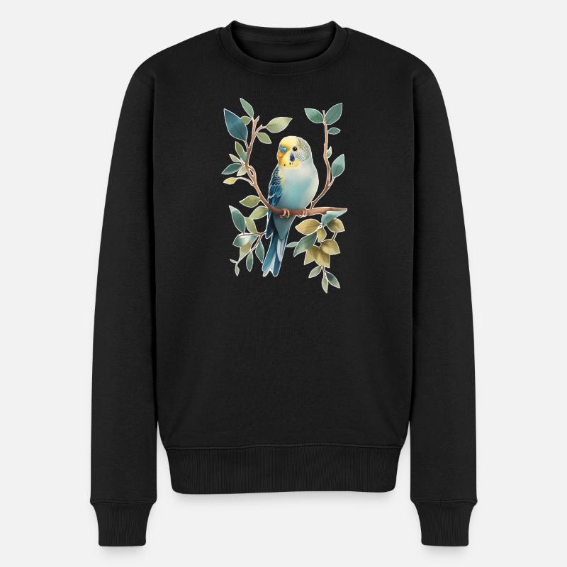 Wellensittich - Männer Premium Bio Pullover - Schwarz