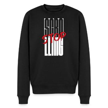 Stop Scrolling Typography design - Men's Premium Organic Jumper - black - Front - Nico (187cm)