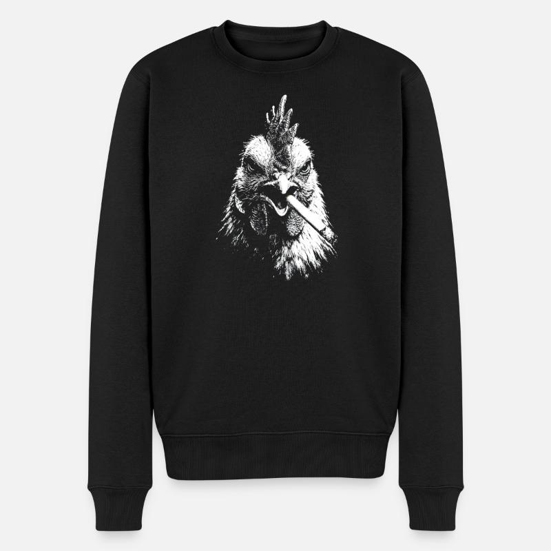 Rauchende Henne Grafik - Männer Premium Bio Pullover - Schwarz