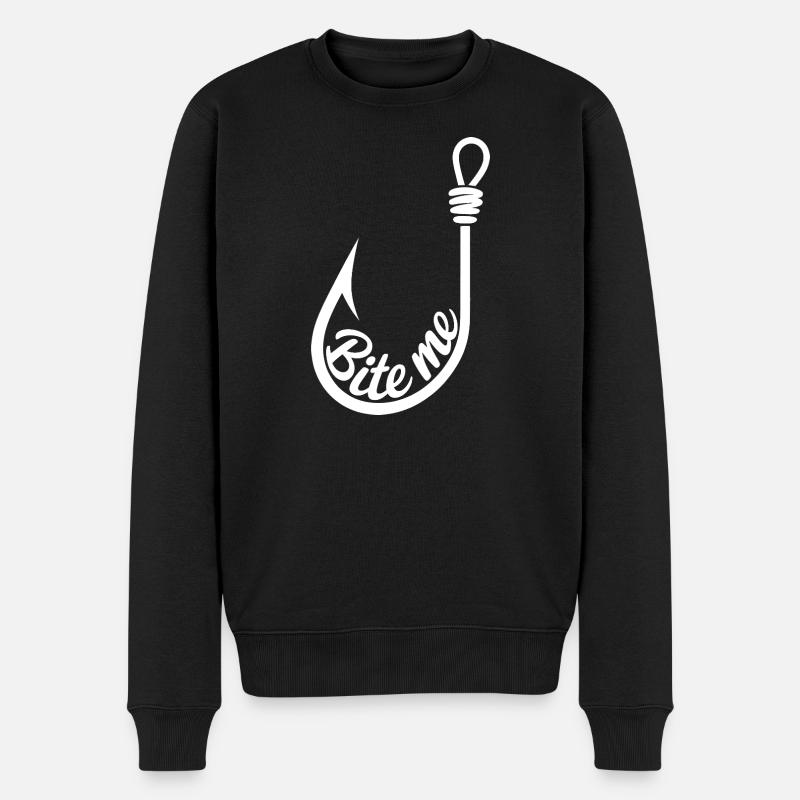 Bite Me Lure Hook Design - Men's Premium Organic Jumper - black