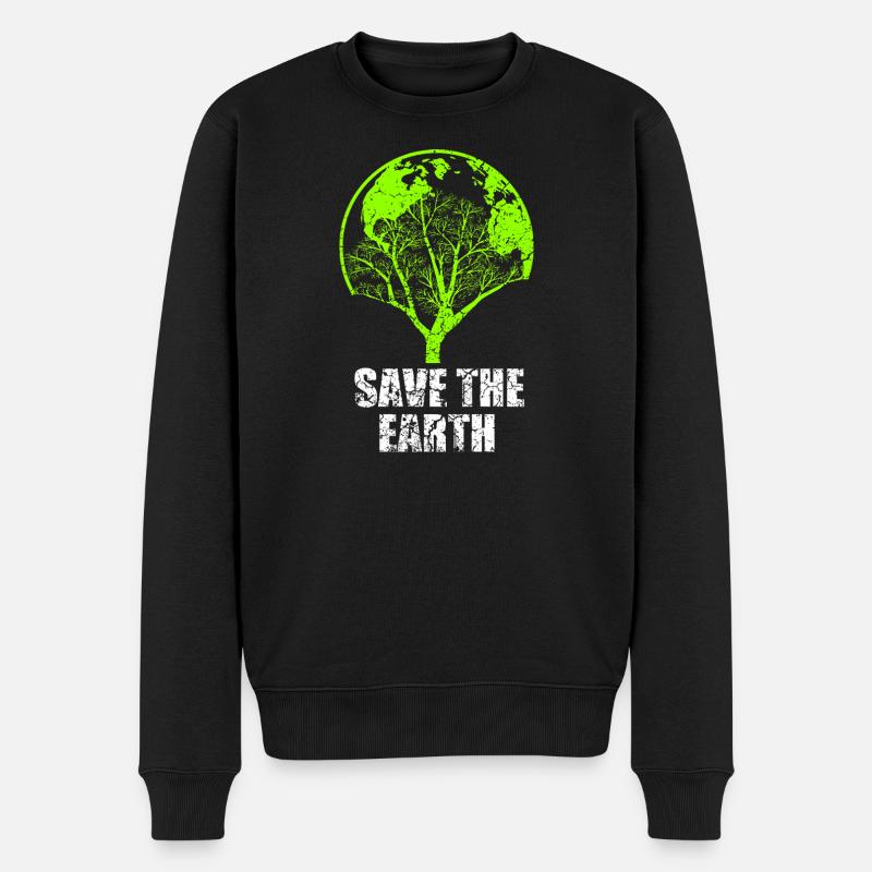 SAVE THE EARTH T-SHIRT - Männer Premium Bio Pullover - Schwarz
