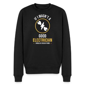Funny Electrician Quote Design – Skilled Trade - Men's Premium Organic Jumper - black - Front - Nico (187cm)
