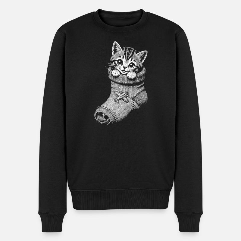 Kätzchen - Männer Premium Bio Pullover - Schwarz