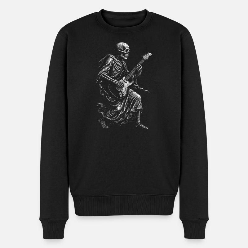 Skeleton Rock Gitarre - Männer Premium Bio Pullover - Schwarz