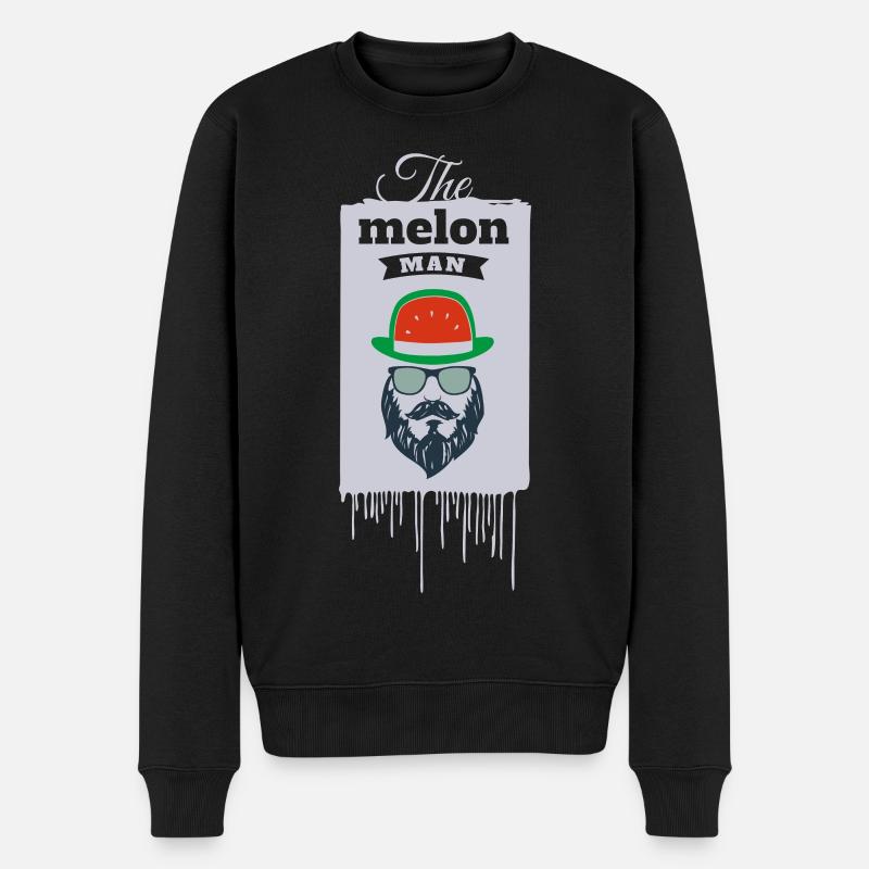Der Mann mit dem Hut - Männer Premium Bio Pullover - Schwarz