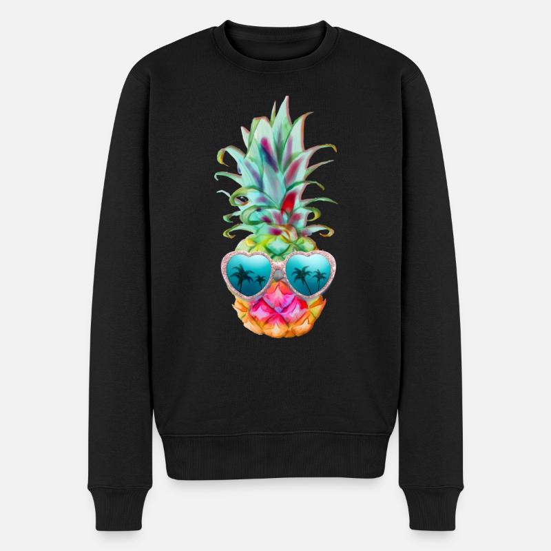 Ananas mit Sonnenbrille - Ananas und Brille - Männer Premium Bio Pullover - Schwarz