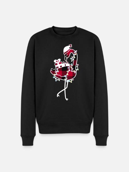 Christmas Flamingo Tropical Santa - Men's Premium Organic Jumper - black