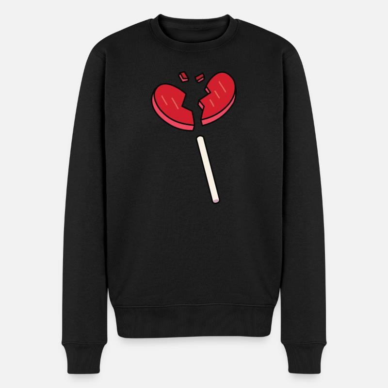 Gebrochenes Herz Candy Lollipop Rot - Männer Premium Bio Pullover - Schwarz
