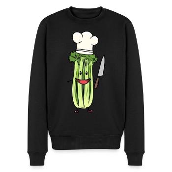 CÉLERI LÉGUME CUISINIER AMATEUR CHEF ART CULINAIRE - Pull Premium bio Homme - noir - Devant - Nico (187cm)