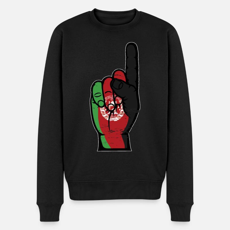 Afghanistan Flagge Nummer 1 used - Männer Premium Bio Pullover - Schwarz