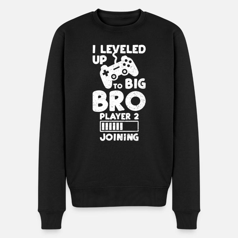 I Leveled Up To Big Bro Player 2 Joining - Bruder - Männer Premium Bio Pullover - Schwarz