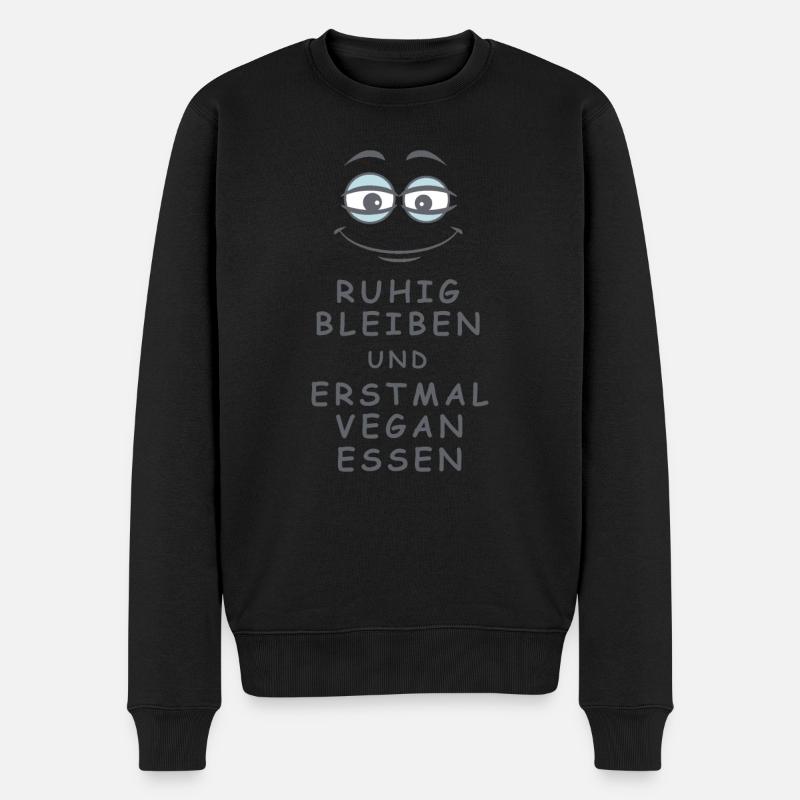Vegan essen - Männer Premium Bio Pullover - Schwarz