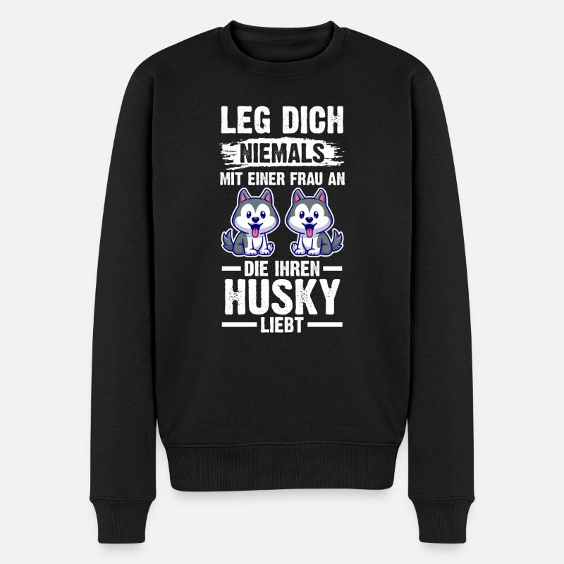 Hund Husky - Männer Premium Bio Pullover - Schwarz