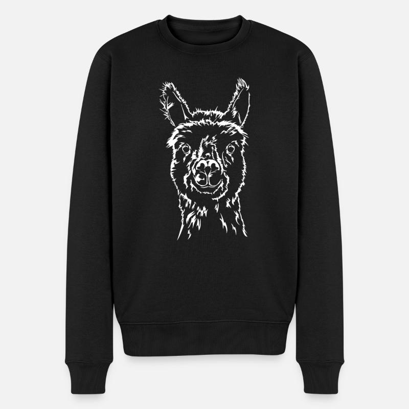 Lustiges Lama Portrait Tiere Wilsigns - Männer Premium Bio Pullover - Schwarz