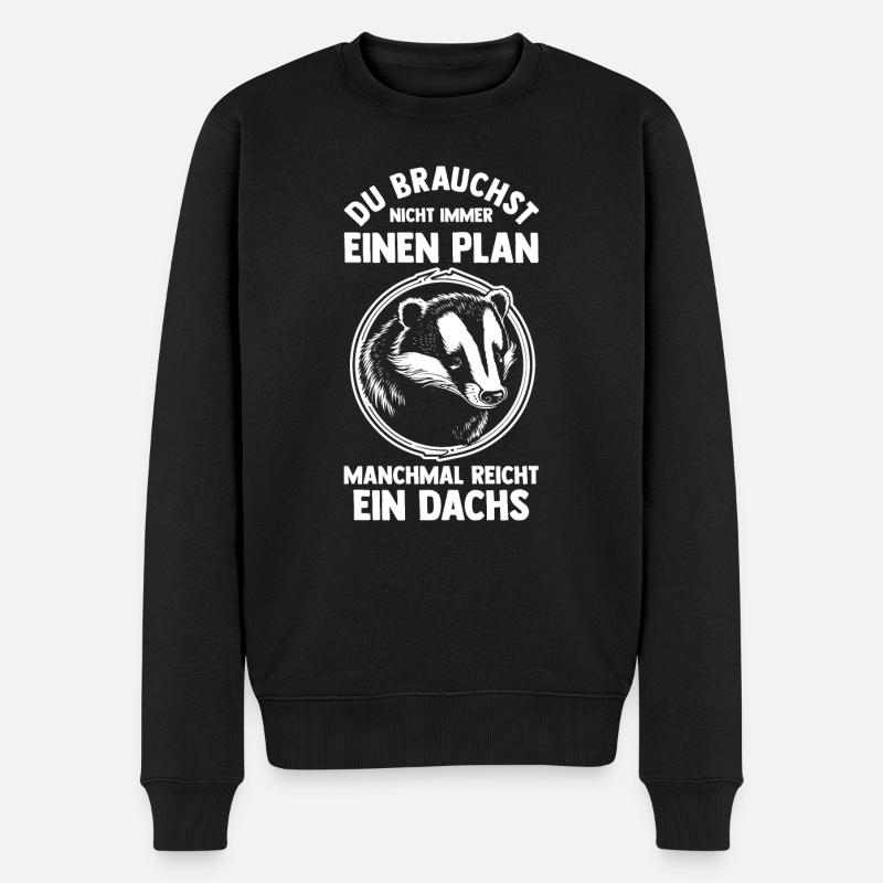 Tiermotiv Dachs - Männer Premium Bio Pullover - Schwarz
