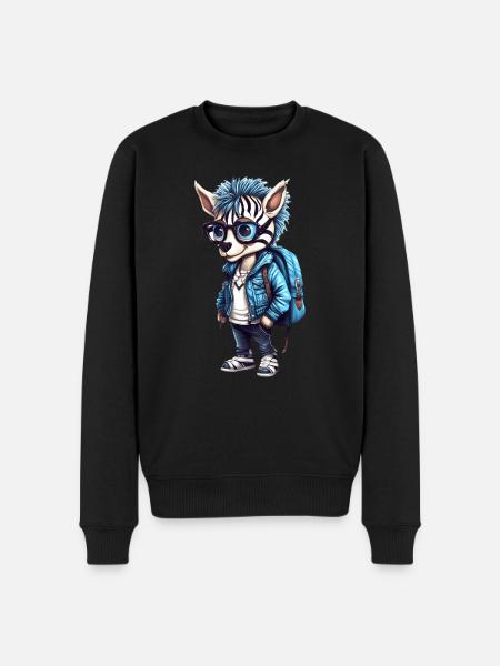 Cute Zebra Cartoon - Men's Premium Organic Jumper - black
