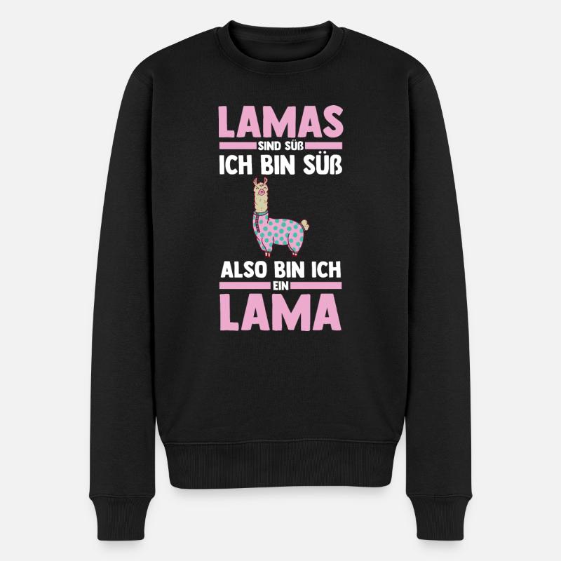 Lama - Männer Premium Bio Pullover - Schwarz