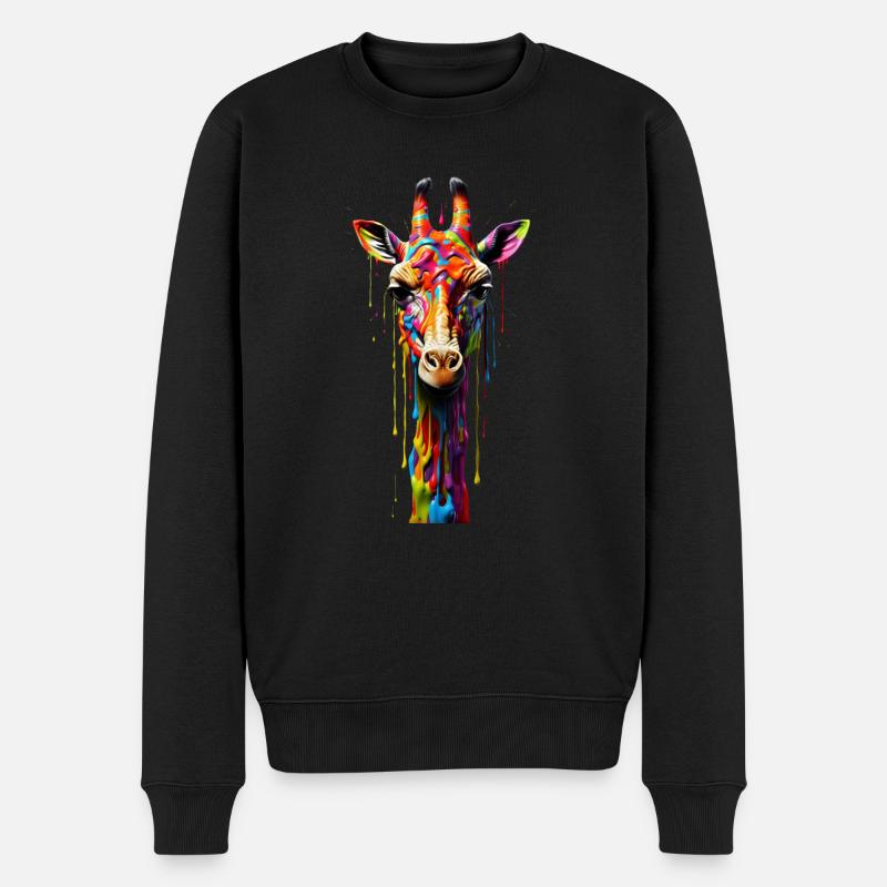 Girafe arc-en-ciel - Pull Premium bio Homme - noir