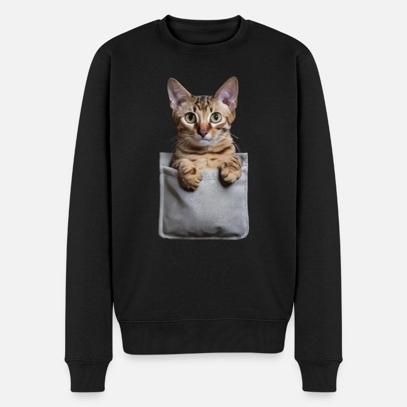 Abessinierkatze in der Tasche Geschenk - Männer Premium Bio Pullover - Schwarz