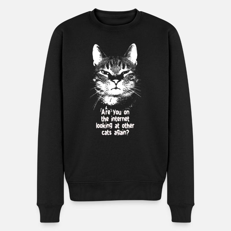 Internet-Katze - Männer Premium Bio Pullover - Schwarz