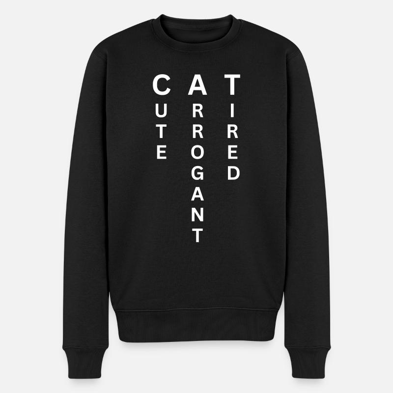 CAT - Cute Arrogant Tired - Männer Premium Bio Pullover - Schwarz